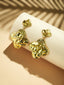 18k Gold-Plated Contemporary Molten Metallic Floral Dangler Earrings