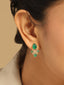 18k Gold Plated Zircon & Semi Precious Onyx Studded Floral Mini Stud Earrings