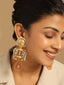 Gold & Silver Toned Stone Studded Anti Tarnish Peacock Dangler Earrings