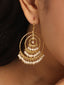 18K Gold-Plated Pearl Beaded Circular Ring Earrings