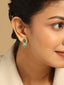 18k Gold Plated Zircon & Semi Precious Onyx Studded Floral Mini Stud Earrings