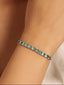 Rhodium-Plated Cubic Zirconia & Green Stone Studded Anti Tarnish Adjustable Bracelet