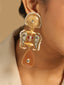 Gold & Silver Toned Stone Studded Anti Tarnish Peacock Dangler Earrings