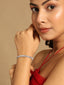 Stainless Steel Rhodium-Plated Zircon Studded Dual Lock Linked Bracelet