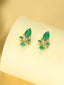18k Gold Plated Zircon & Semi Precious Onyx Studded Floral Mini Stud Earrings