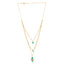 18K Gold-Plated Faux Emerald Studdded Minimal Layered Chain Necklace
