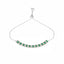 Rhodium-Plated Cubic Zirconia & Green Stone Studded Anti Tarnish Adjustable Bracelet