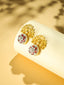22K Gold-Plated CZ Studded Peacock Motif Statement Stud Earrings
