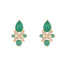 18k Gold Plated Zircon & Semi Precious Onyx Studded Floral Mini Stud Earrings