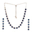 Rhodium-Plated Artificial Blue Stone Studded Minimal Choker Set