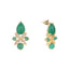18k Gold Plated Zircon & Semi Precious Onyx Studded Floral Mini Stud Earrings