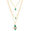 18K Gold-Plated Faux Emerald Studdded Minimal Layered Chain Necklace