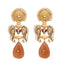 Gold & Silver Toned Stone Studded Anti Tarnish Peacock Dangler Earrings