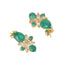 18k Gold Plated Zircon & Semi Precious Onyx Studded Floral Mini Stud Earrings
