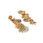 Gold-Toned Stone Studded Peacock Motif Statement Dangler Earrings