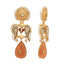 Gold & Silver Toned Stone Studded Anti Tarnish Peacock Dangler Earrings
