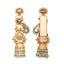Gold-Toned Stone Studded Peacock Motif Statement Dangler Earrings