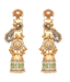 Gold-Toned Stone Studded Peacock Motif Statement Dangler Earrings