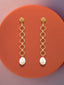 Golden Chain Pearl Drop Earrings