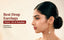 Real modern Indian woman wearing Nuyug pearl drop earrings
