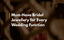 Text overlay on blurred image of a bride, reading "Must-Have Bridal Jewellery for Every Wedding Function".