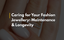 Caring for your fashion jewellery maintenance and longevity text over a close-up of gold rings with stones.