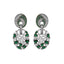 Rhodium Silver Toned Diamante Emerald Zircon Link Dangler Earrings