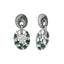 Rhodium Silver Toned Diamante Emerald Zircon Link Dangler Earrings