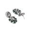 Rhodium Silver Toned Diamante Emerald Zircon Link Dangler Earrings