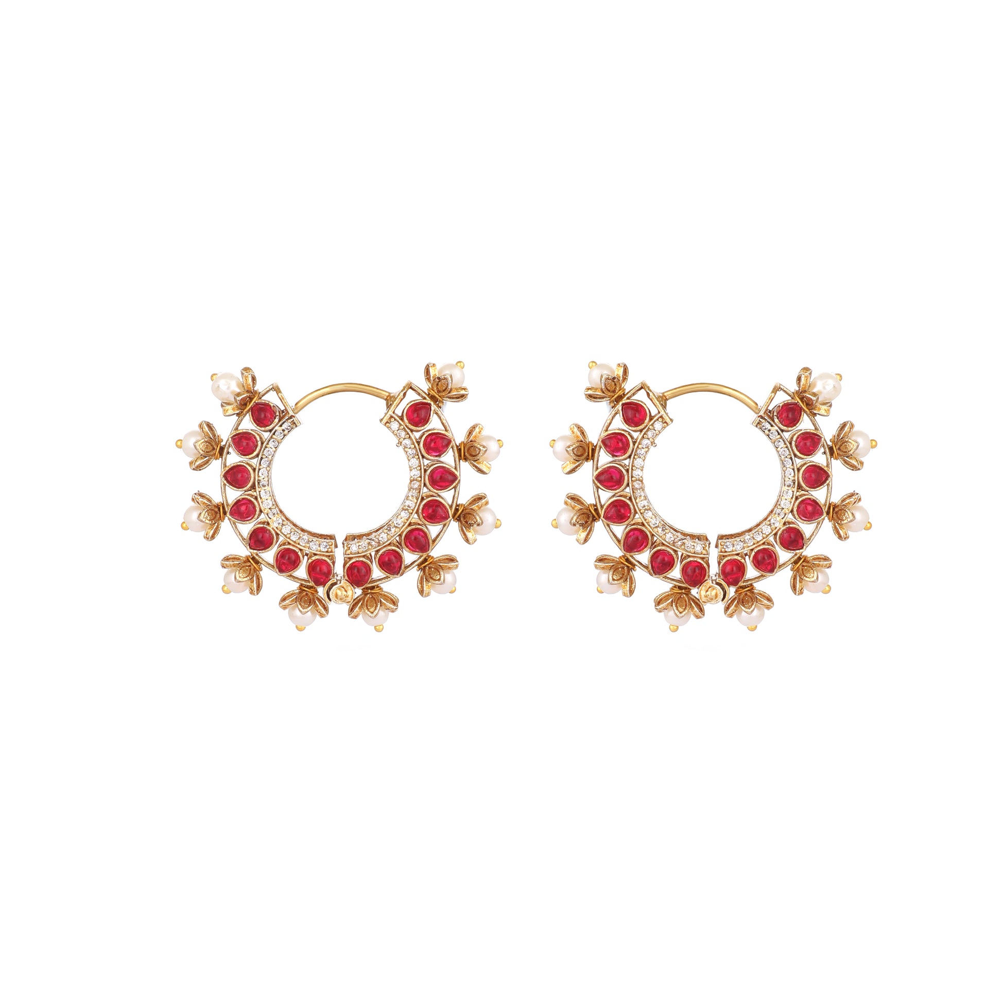 Kanika Floral Red Hoop Earrings
