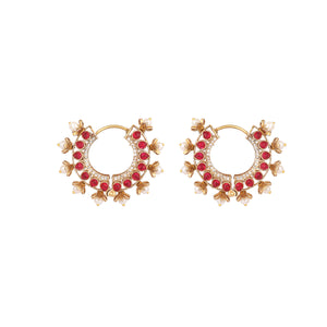 Kanika Floral Red Hoop Earrings
