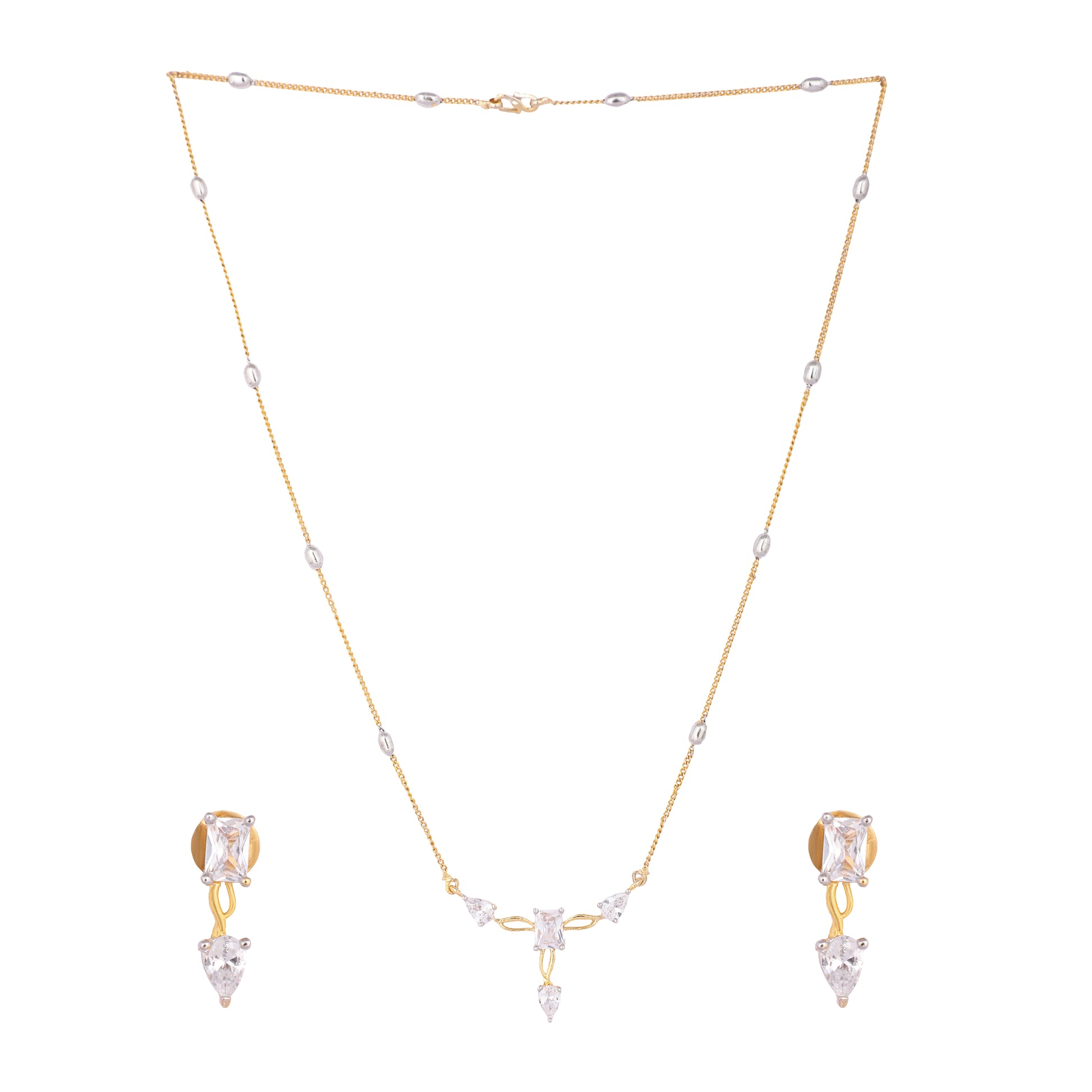 American Diamond Blissful Minimal Necklace Set