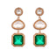 22K Gold-Plated Faux Emerald Stone & Kundan Studded Contemporary Triple Layer Drop Earrings