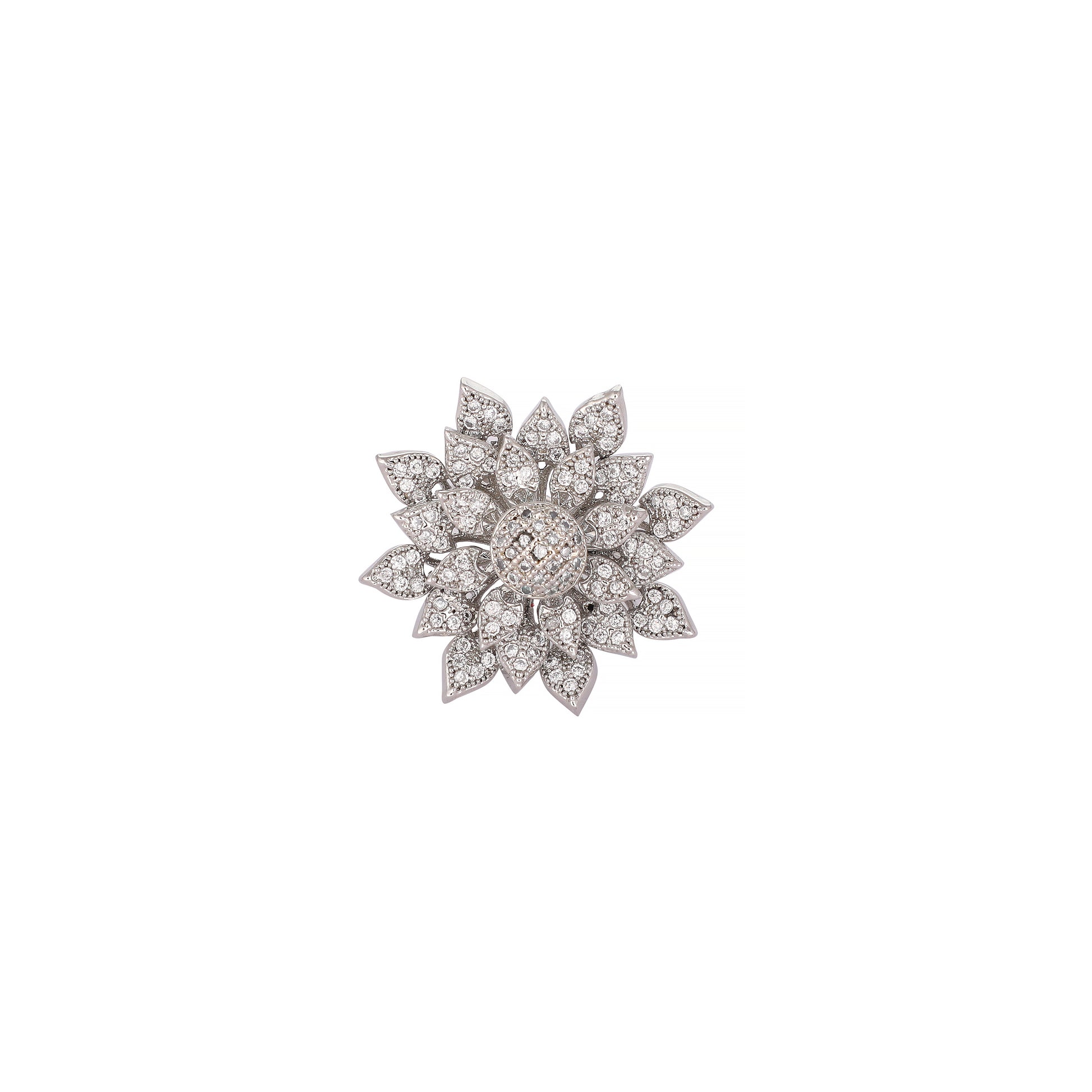 Rhodium Plated Floret Swirl Adjustable Ring