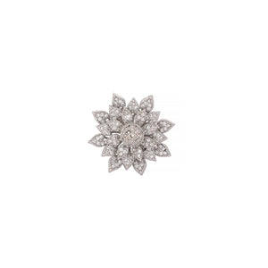 Rhodium Plated Floret Swirl Adjustable Ring