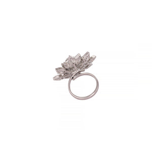 Rhodium Plated Floret Swirl Adjustable Ring