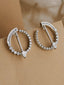 CZ Diamond Silver Hoop Stud Earrings