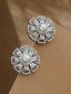 Silver Stone Studded Floral Earrings