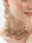 Gold Plated Emerald Garden Charm Choker Set