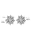 Rhodium-Plated Rhinestone Studded Floral Shaped Statement Studs