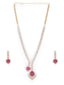 Roohani American Diamond High Low Ruby Necklace Set