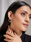 CZ Diamond Silver Hoop Stud Earrings