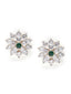 Sunflower American Diamond Green Stud Earrings
