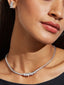 Cz Solitaire Silver Necklace Set