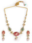 22K Gold Plated Radiant Rose Stone Kundan Necklace