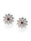 Sunflower American Diamond Ruby Stud Earrings