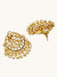 22K Gold-Plated Kundan Stone Studded & Pearl Beaded Moon Chandbalis