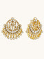 22K Gold-Plated Kundan Stone Studded & Pearl Beaded Moon Chandbalis