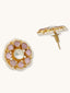 22K Gold-Plated Pink Kundan Studded & Beaded Floral Shaped Studs