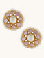 22K Gold-Plated Pink Kundan Studded & Beaded Floral Shaped Studs